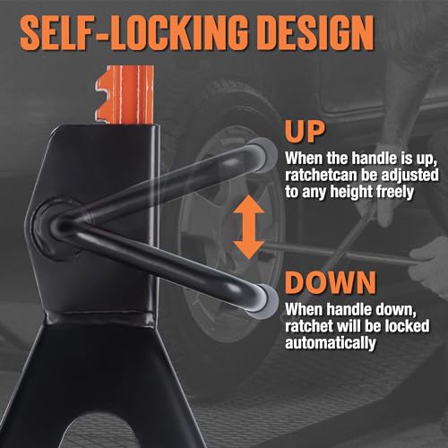 TONDA Jack Stands 3 Ton 1 Pair and Jack Pads 2 Pack and Jack Stand Pads 2 Pack