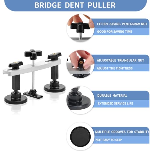 97PCS Dent Puller Kit, Paintless Auto Body Dent Repair Kit with Golden Lifter, Slide Hammer T-bar Dent Puller, Bridge Puller, Suction Cup and Glue Gun for Car Dent Remove Auto Body Dent Removal Kit
