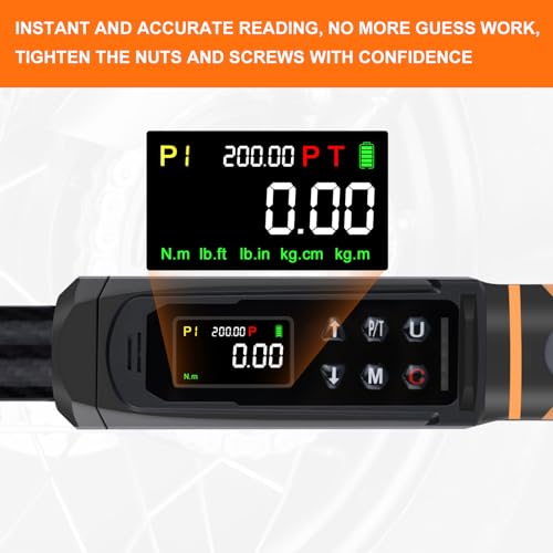 Uharbour Carbon Fiber 1/2" Digital Torque Wrench 2.2-147.5 Ft.lb | ±1% Accuracy Carbon Fiber Wrench with Vibration, Buzzer & LED Alert - size: 1/2" Drive 2.2-147.5 ft.lbs (Carbon fiber tube)