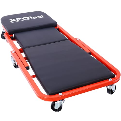 Mechanic Creeper, Garage Gift, 36" Z Creeper Seat, 2 in 1 Mechanic Gifts, 300 lbs Capacity, Low Profile Creeper with 6 pcs Wheels in Garage/Shop for Fathers Day Tool Gift,red Color