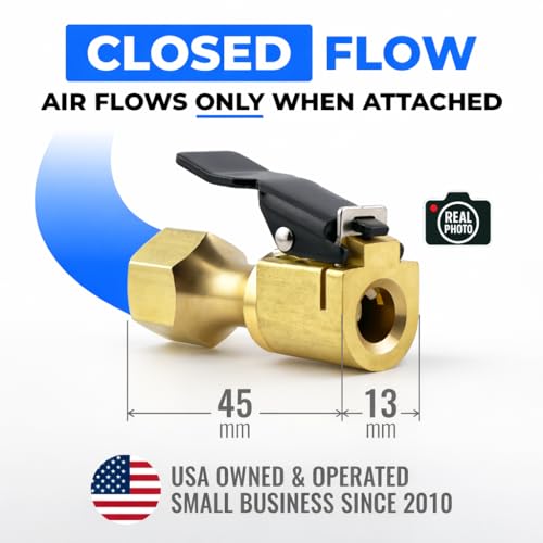 Chuck Mates Premium 1/4" NPT Quick-Connect Tire Chuck, Closed-Flow (1 Pack) | Skip the Teflon tape with SimpleSeal hose connection - size: 1 Pack NPT Closed-Type