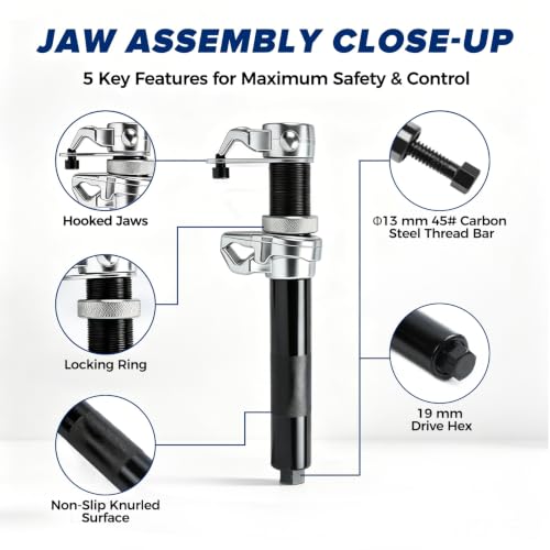 2-Jaw Coil Spring Compressor 4-Rod Strut Tool for BMW Audi Porsche LR | 4-rod 45 steel with arc support arm,fits 90-180mm diameter and 220-380mm height,forged jaws, hard case,for European cars.