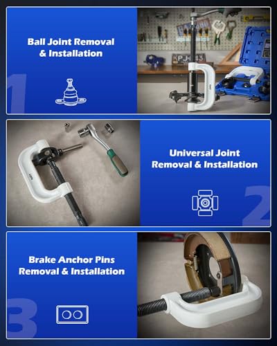 OMT Ball Joint Press Kit, Ball Joint Removal Tool with 4x4 Adapters | Heavy Duty Ball Joint Tools for Most 2WD and 4WD Cars and Light Trucks, White C-frame - color: white C-frame