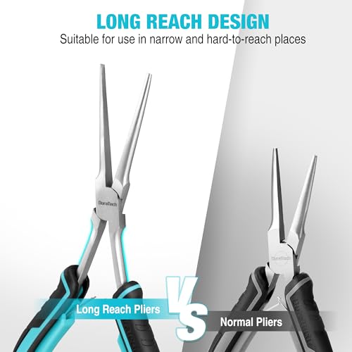DURATECH 7" Long Reach Needle Nose Pliers, Extra Long Nose Pliers | Smooth Jaws, Jewelry Making, Wire Bending, Small Object Gripping, NARROW Space - style: 1PC