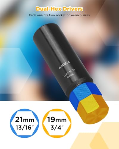 10 Spline Lug Nut Key, Thicker Wall 10 Point Wheel Lock Socket Set | CR-MO Wheel Lugnut Removal Tool for Aftermarket Locking Lug Nuts, Compatible with Bimecc Lug Nuts - style: TA20-19/21