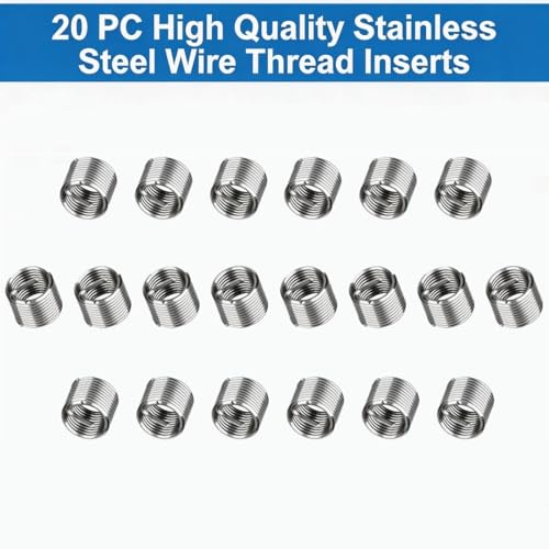 M5 X 0.8 Thread Repair Kit, Metric Helicoil Kit with HSS Drill Bit, 20PC Wire Thread Inserts - size: M5 x 0.8mm