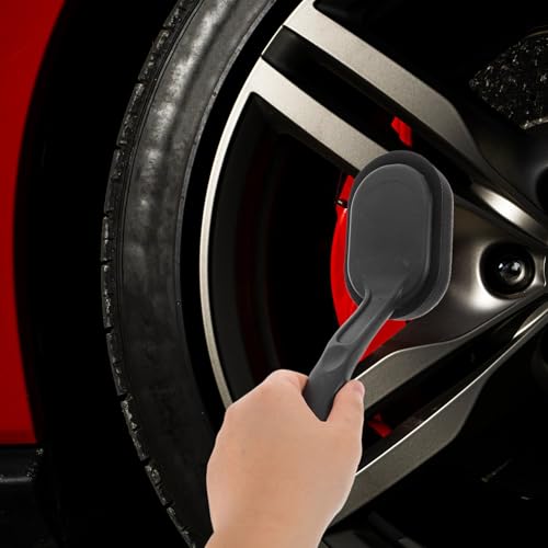 Car Tire Waxing Brush Set with Replaceable Black Plush Sponge, 6pcs Automotive Detailing Tool for Tire Shine and Wheel Cleaning Maintenance