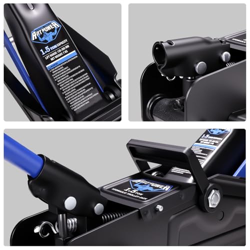 Low Profile Floor Jack 1.5 Ton (3000 lbs), Heavy Duty Hydraulic Car Jack with Storage Case, Single Piston Quick Lift Pump, 135-305mm (5.3"-12") Lifting Range(1.5T with case) - color: 1.5T
