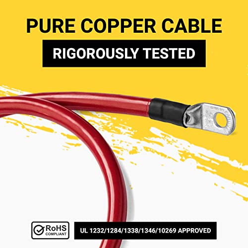Spartan Power Battery Cable 3 Foot 4 Gauge AWG Wire Set 3/8" M10 Made in USA - color: 4 AWG-SET-3/8", size: 3-FT