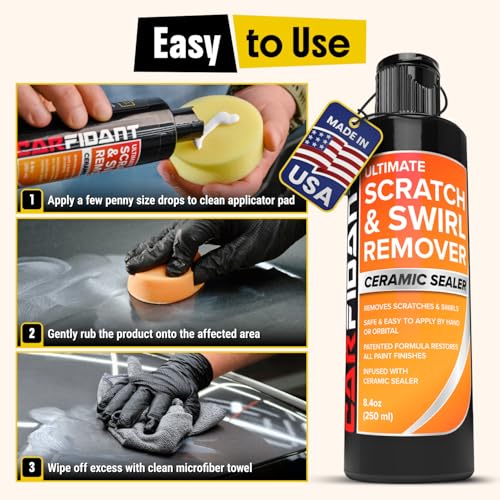 Carfidant Scratch Repair and Swirl Remover - Car Paint Scratch Remover & Restorer Kit with Buffer Pad - Polishing & Waxing Kits - Compound for Vehicles Paint Repair - 8.4 fl. Oz. - style: Scratch Remover Kit