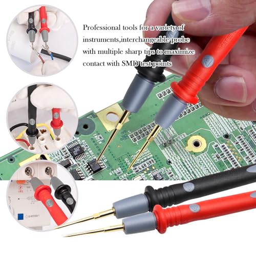 22-Piece Multimeter Test Lead Kit, Back Probe Test Leads,Multimeter Probes,Test Leads with Alligator Clips, Replaceable Gold-Plated Probes,Soft Silicone Wire ,for Digital Multi Tester