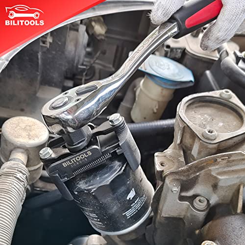 BILITOOLS Universal Adjustable Oil Filter Wrench with Auto-Clamp Spring | 1/2-Inch Drive Removal Tool, Fits 80-105 mm (3.15-4.13 Inch) Engine Filters, Conduit and Fittings - size: 80-105mm