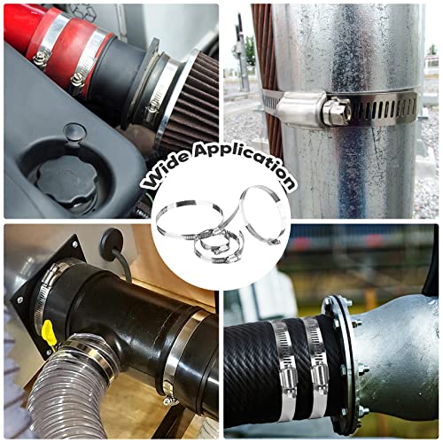 TICONN 12PCS Hose Clamp Set - 5''–6'' 304 Stainless Steel Worm Gear Hose Clamps for Pipe, Intercooler, Plumbing, Tube and Fuel Line - size: SAE #88 12PCS 5"~6"