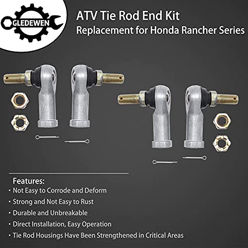 Tie Rod End Kit, Compatible With 2000-2017 Honda Rancher 350/400 / 420 | Ball Joint, Compatible with 03-17 Honda Rincon 650/680, 1989-1990 Honda Pilot 400, Driver Left & Passenger Right Side, 2 Sets - size: 2000-2006 Honda Rancher 350