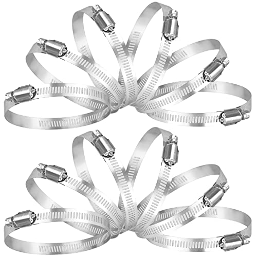 TICONN 12PCS Hose Clamp Set - 5''–6'' 304 Stainless Steel Worm Gear Hose Clamps for Pipe, Intercooler, Plumbing, Tube and Fuel Line - size: SAE #88 12PCS 5"~6"