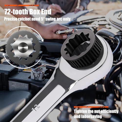 Egofine 3/4 inch Ratcheting Combination Wrench SAE, Industrial Grade Gear Spanner with 12-Point Design, 72-Tooth Ratchet, Chrome Vanadium Steel - size: 3/4"