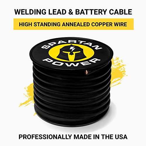 Spartan Power Welding Lead & Car Battery Cable - DIY Bulk Automotive Grade Copper Wire - 600 Volt, 4 AWG, 10 Foot, Black - size: 10 FT, style: 4 AWG BLACK