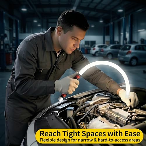 Flexible LED Flashlight Stick,27-Inch Rechargeable Mechanic Flashlight with 3 Brightness Modes & Hands-Free Positioning,Portable Inspection Light for Car Repair, Plumbing& Outdoor Use (Only)
