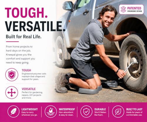 KNEEPAL. Engineered to Outperform Conventional Memory Foam Kneeling Pads. Beloved by gardeners, DIY'ers, bath-time Mommies, fitness peeps and yoga buffs - color: Gray