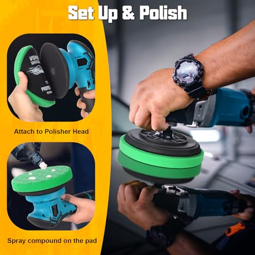 Polishing Pad 7.5 Inch 8 Pcs Foam Buffing Pads Kit with Wool Pads | Complete Cutting, Polishing and Final Finishing Workflow - size: 7.5 Inch