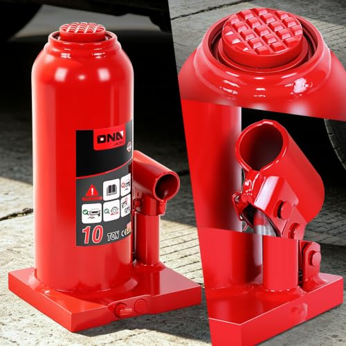 DNA Motoring 10 Ton Hydraulic Car Bottle Jack, Red, 20000 lbs Capacity | Automotive Welded Bottle Jack For Car SUV Pickup Truck, Auto Repair House Lift, With Manual Handle - color: red, style: 10 ton