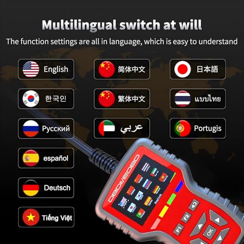 OBD2 Scanner and Battery Tester 2-in-1,Read and Clear Error Codes | Live Data, Freeze Frame,Car Code Reader and Engine Fault Diagnostic Tool for 1996+ OBDII Protocol Cars,red