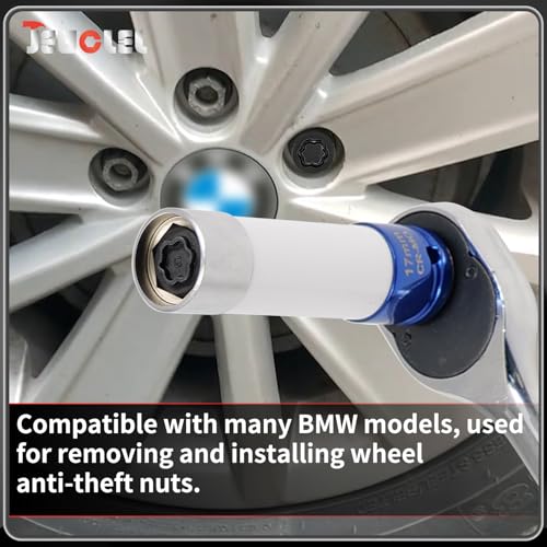 57 Wheel Locking Nut Key for BMW, Socket Adapter (OD 27mm-ID 25mm) | Wheel Lock Nut Socket Adapter, Anti-Theft Lug Nut Removal Tool, Anti-Theft Screw Remover, Repair Tool, Tyre Fitting, garage - color: Socket 057