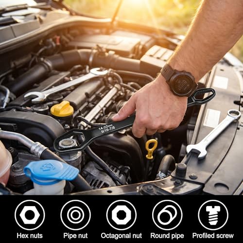 Universal Double Ended Wrench Set, 3mm-25mm Wrench Double-Head Self-Tightening Adjustable Wrench,Multifunctional Sink Tool Set for Home,Plumbing, Automotive Repair, Multi Size Bolt Removal-5PC - color: 5 Pcs
