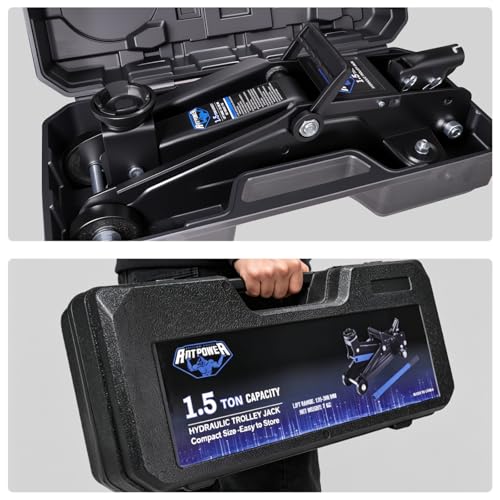 Low Profile Floor Jack 1.5 Ton (3000 lbs), Heavy Duty Hydraulic Car Jack with Storage Case, Single Piston Quick Lift Pump, 135-305mm (5.3"-12") Lifting Range(1.5T with case) - color: 1.5T