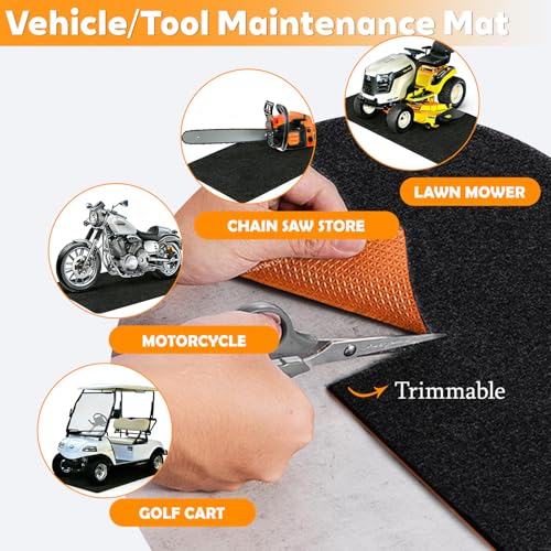 Oil Spill Mat for Driveway Garage, 72x60 Oil Drip Rubber Mat Under Car | Heavy Duty, Absorbent, Waterproof, Leak Resistant, Protect Garage Floor, for Auto Tractor Mower Repairs Oil Change, Black - size: 72" x 60"-Nonslip Black Orange