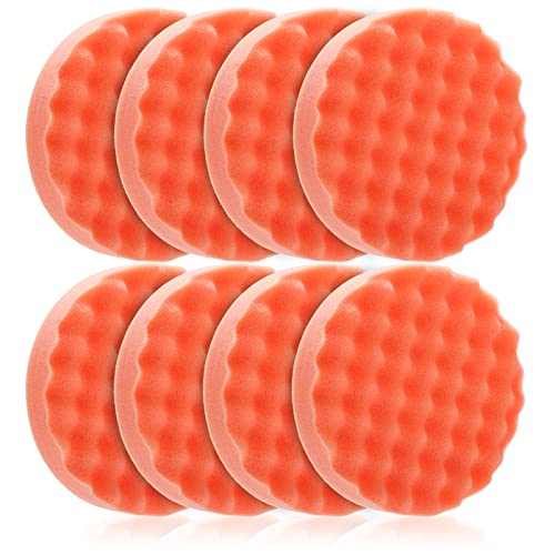 Fasmov 8 Pack 6" Buffing Polishing Pads Waffle Buffing Pads, Orange Microfiber Buffing Pads Cutting Polishing Pad, Foam Polish Pad for Car Buffer Polisher Compounding, Polishing and Waxing