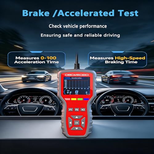 OBD2 Scanner and Battery Tester 2-in-1,Read and Clear Error Codes | Live Data, Freeze Frame,Car Code Reader and Engine Fault Diagnostic Tool for 1996+ OBDII Protocol Cars,red