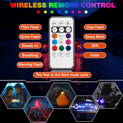 4LEDs Wireless LED Strobe Lights, Rechargeable Anti-Collision Warning Light | 4PCS Waterproof Emergency Light with Remote Control, flashing lights for Car Drone Bike Aircraft, Halloween Decorative Lights - size: 4PCS (Upgraded 4LEDs)