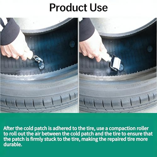 Tire Patch Roller Compaction Tool Automobile Tyre Repair Tube Stitch Puncture Rolling Wheel with Wooden Handle 7.28 Inch- 4cm - color: 4cm