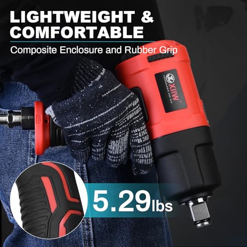XIIW 3/4 Inch Air Impact Gun, Max Nut-busting Torque 1950 ft-lbs | Heavy Duty 7000RPM 3/4 Air Impact Wrench, Twin Hammer Pneumatic Impact Wrench for Automobile Repair - size: 3/4 inch | 1950 ft-lbs