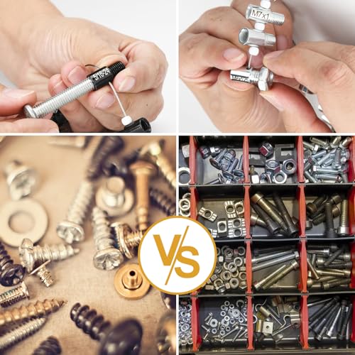 Nut and Bolt Thread Checker 45 Male/Female Thread Gauges (24 SAE/Inch & 21 Metric) Nut and Bolt Thread Size Checker Thread Identifier Gauges for Quickly Identify and Verify - size: 45 Gauges - 24 Inch & 21 Metric