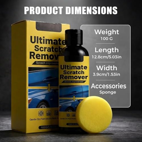 Car Scratch Remover, 3.53 Fl Oz Car Paint Repair Paste, Car Paint Polishing Compound, Quick Fix for Deep Scratches, Universal Scratch Removal Wax with Sponge, Works for All Vehicle Paint Colors (1)