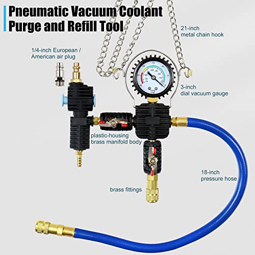Coolant Vacuum Refill Kit, Cooling System Radiator Vacuum Purge & Fill Tool Kit, Automotive Coolant Filler with Universal Adapter Hoses for Car Motorcycle Truck Airlift Use Blue - color: Blue Case