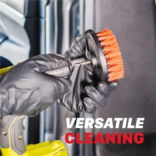 Maxshine 2", 4", & 5" M8 Medium-Duty Upholstery Carpet Brush with Drill Attachment Set – Power Scrubber Attachment for Car Detailing – Removes Grime, Stains & Spots from Fabric, Seats & Carpets - size: Medium-Duty Set