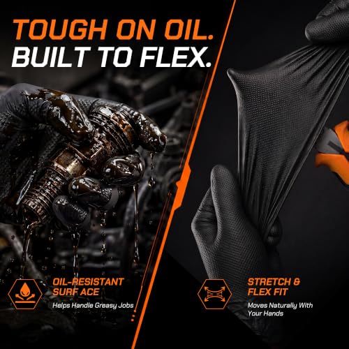 10 Mil HEAVY DUTY Nitrile Gloves Latex Free Rubber Disposable Gloves with Diamond Textured Mechanic BBQ Cooking Gloves - size: Large