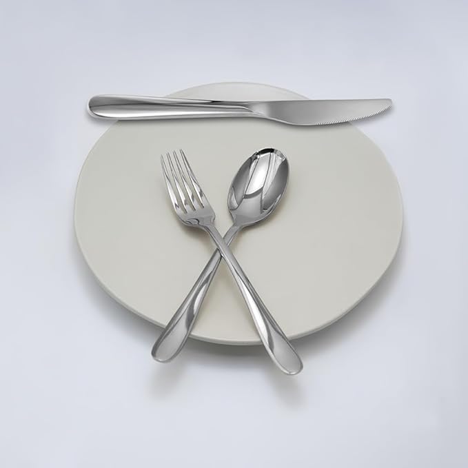 Stainless Steel 18PCS Dinner Set combo with 6 Dinner Knives, 6 Dinner Forks, 6 Dinner Spoons,Silverware Set for Home, Kitchen and Restaurant, Mirror Polished& Dishwasher Safe