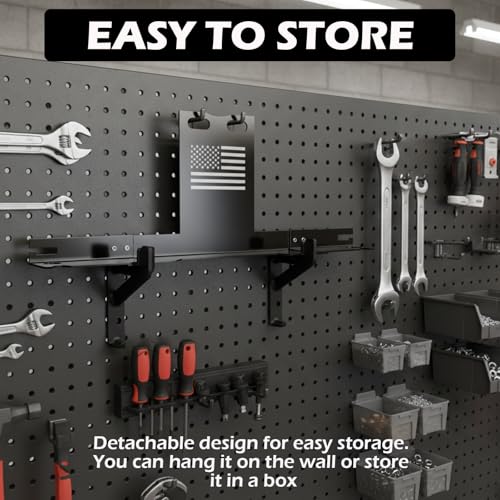 Heavy-Duty Wheel Alignment Tool with American Flag—No Caliper Removal Required. Universal Alignment Tools Automotive Suitable for Cars, Trucks, SUVs, ATVs/UTVs, etc., (Black)
