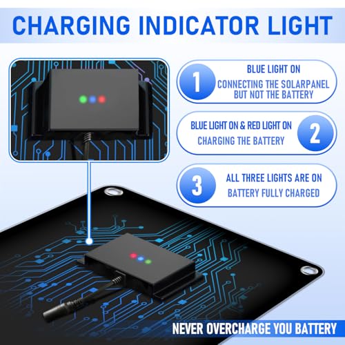 10 Watt 12 V Solar Car Battery Charger & Maintainer | Portable Solar Panel Trickle Chargerr for Car, Boat, Automotive,RV - size: 10W
