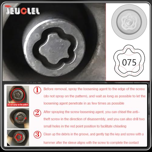 075 Wheel Locking Nut Key for Nissan Infiniti, ID 21mm Lug Socket | Wheel Lock Nut Socket Adapter, Anti-Theft Lug Nut Removal Tool, Anti-Theft Screw Remover, Repair Tool, Tyre Fitting, garage - size: socket 075