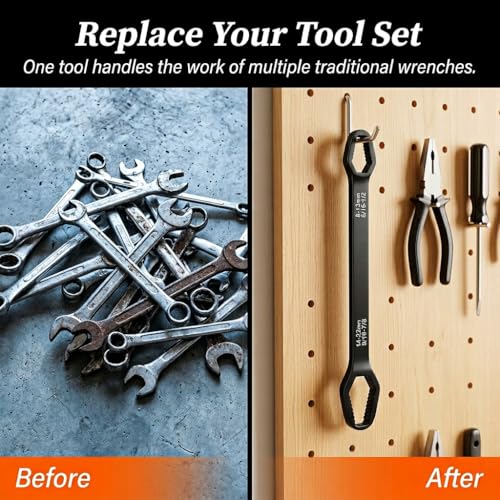 Universal Double Ended Wrench Set, 3mm-25mm Wrench Double-Head Self-Tightening Adjustable Wrench,Multifunctional Sink Tool Set for Home,Plumbing, Automotive Repair, Multi Size Bolt Removal-5PC - color: 5 Pcs