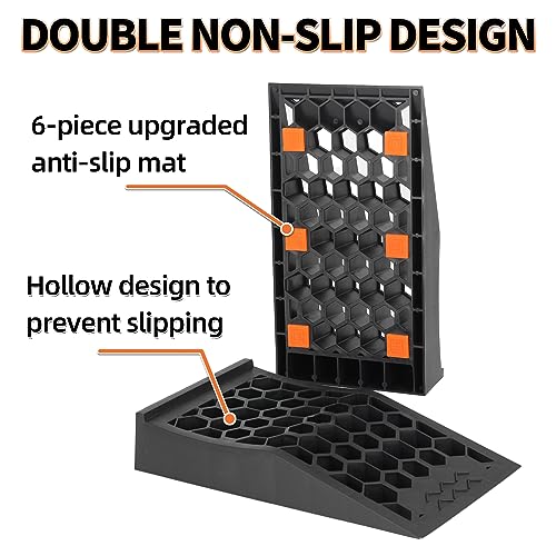 OULEME Low Profile Car Service Ramp with Anti-Slip Pads, 4 Pack for Oil Changes and Lift Vehicle Maintenance, Low-Chassis Racing Sports Car Tire Ramps for Jack Support - size: L17" (4 Pack)