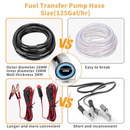12 V Fuel Gasoline Transfer Pump Kit | Transfers Up to 125 Gallons of Gasoline Diesel Or Water per hour,Great for Vehicles, Boats, Equipment(No temperature at work) - color: 2 kit-gold