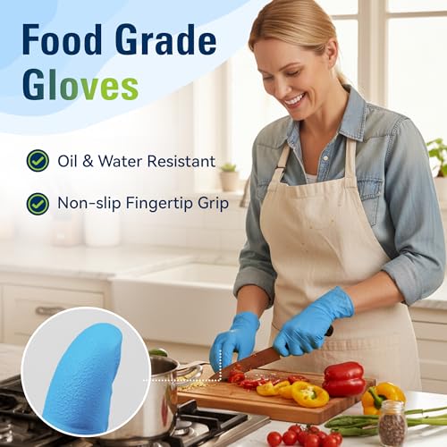 SWIFTLITE Nitrile Gloves, Food Safe Disposable Gloves Latex Free, Blue Rubber Gloves Powder Free for Cooking and Cleaning - size: X-Large