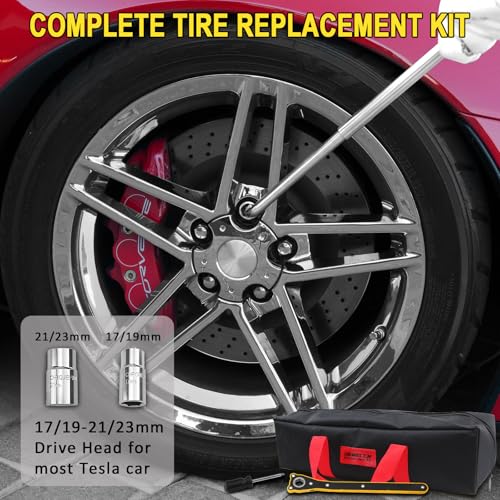 3-Ton Scissor Jack Kit for Chevrolet C5 C6 C7 C8 GS Z with Rubber Jack Pad, Car Spare Tire Repair Tools for Car Chevrolet, Tire Changing Tools Kit for Chevrolet with L-Wrenches(17/19/21/23mm)