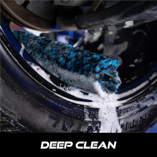 VIKING Wheel Barrel Brush Set, Cleaning Brush for Wheels and Car Detailing Kit, Includes Slim and Regular Diameters, 16 Inch Length, Teal, 2 Pack - style: 2 Pack